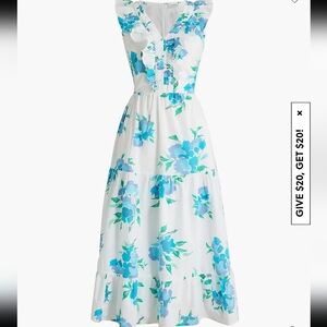 J Crew Printed V-neck smocked midi dress